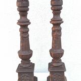 Pair of cast iron candlesticks