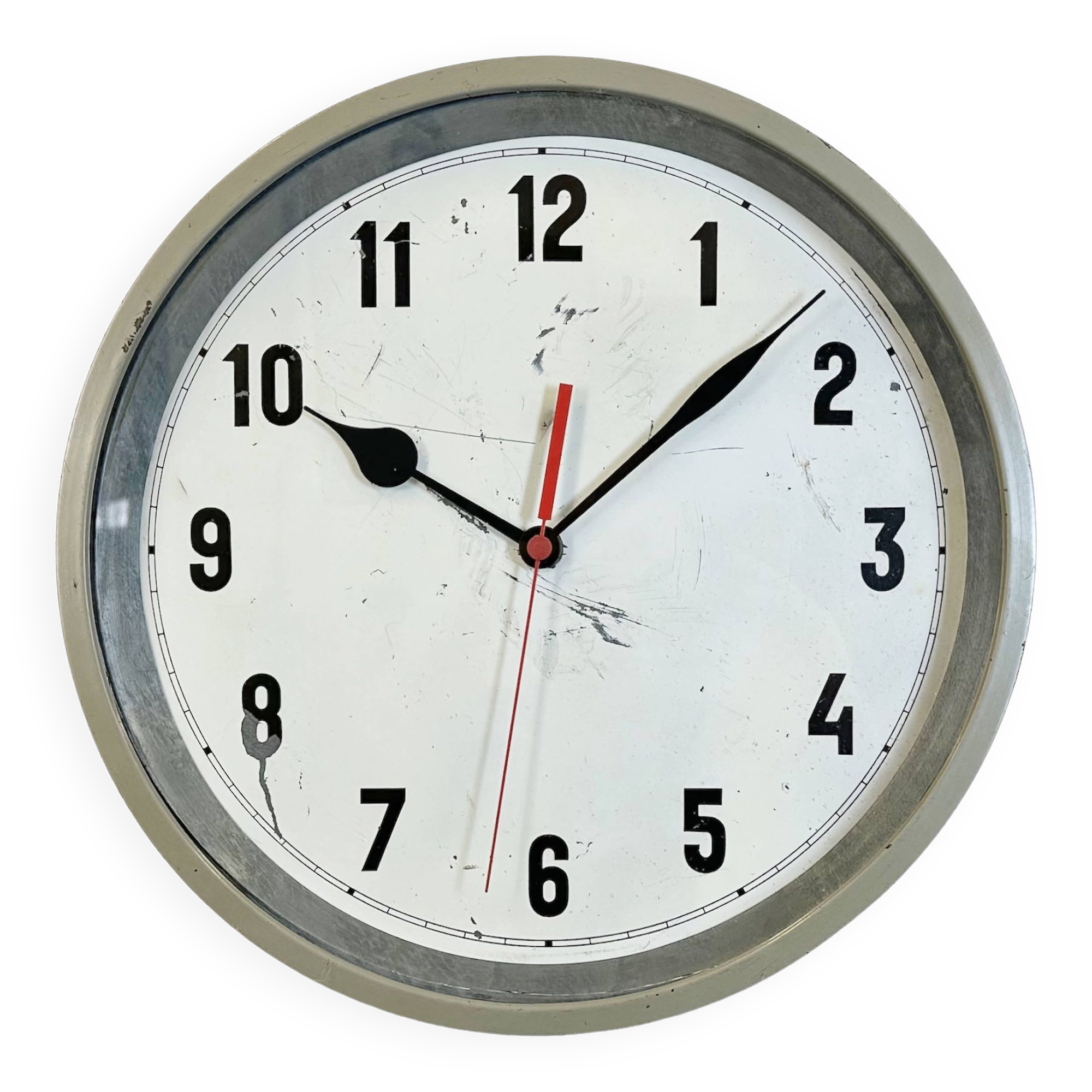 Grey Industrial Factory Wall Clock, 1950s