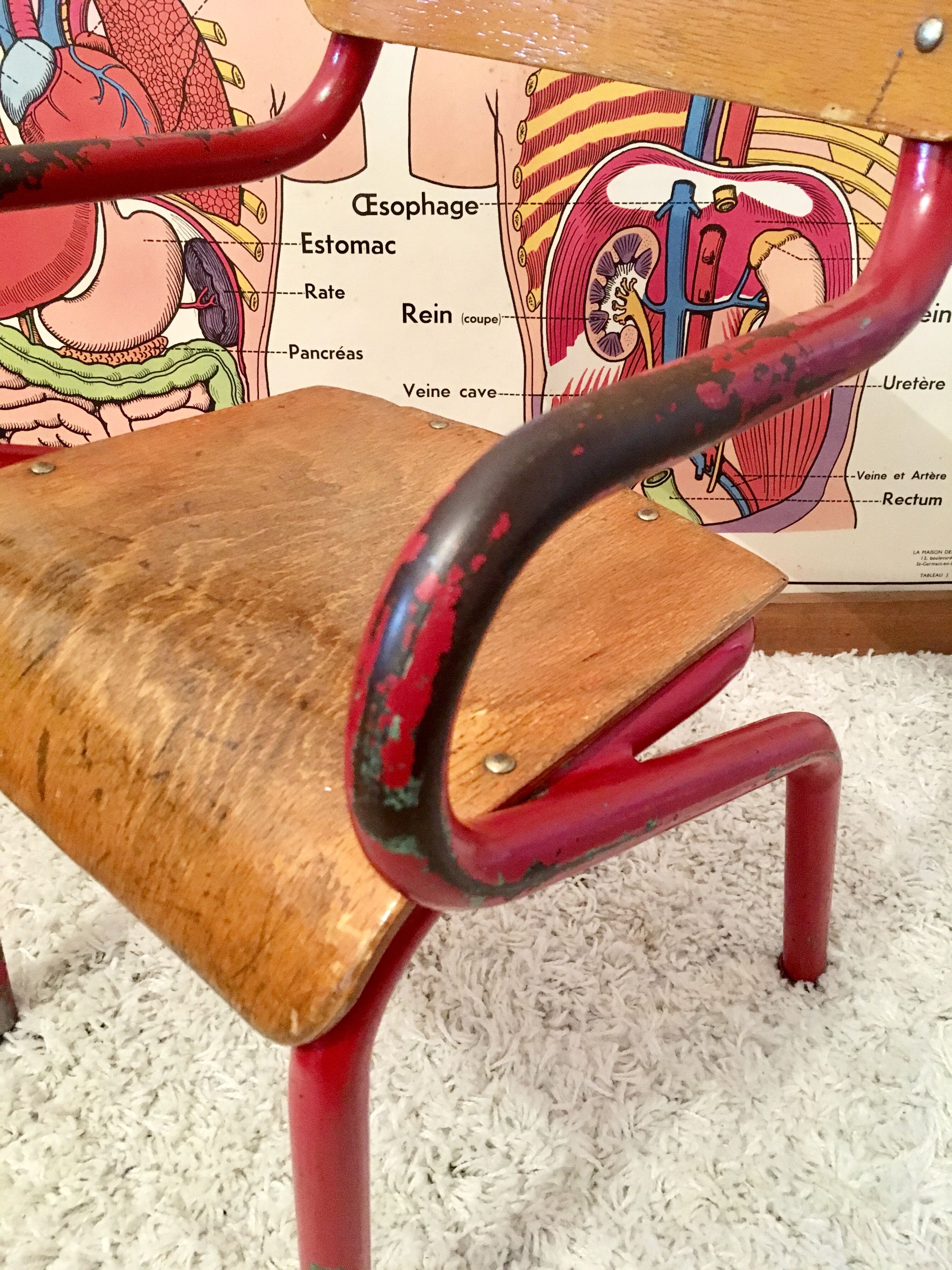 Chaise enfant écolier vintage