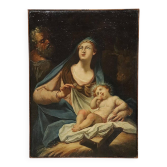 Holy Family, oil painting on canvas, 18th century Italian school