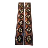 Jeu Awalé africain vintage en bois avec ses 48 graines