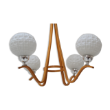 Mid-Century wood chandelier /dřevo Humpolec, 1970's.