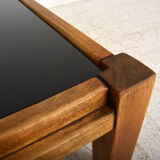 Coffee table 60s, opaline and wood