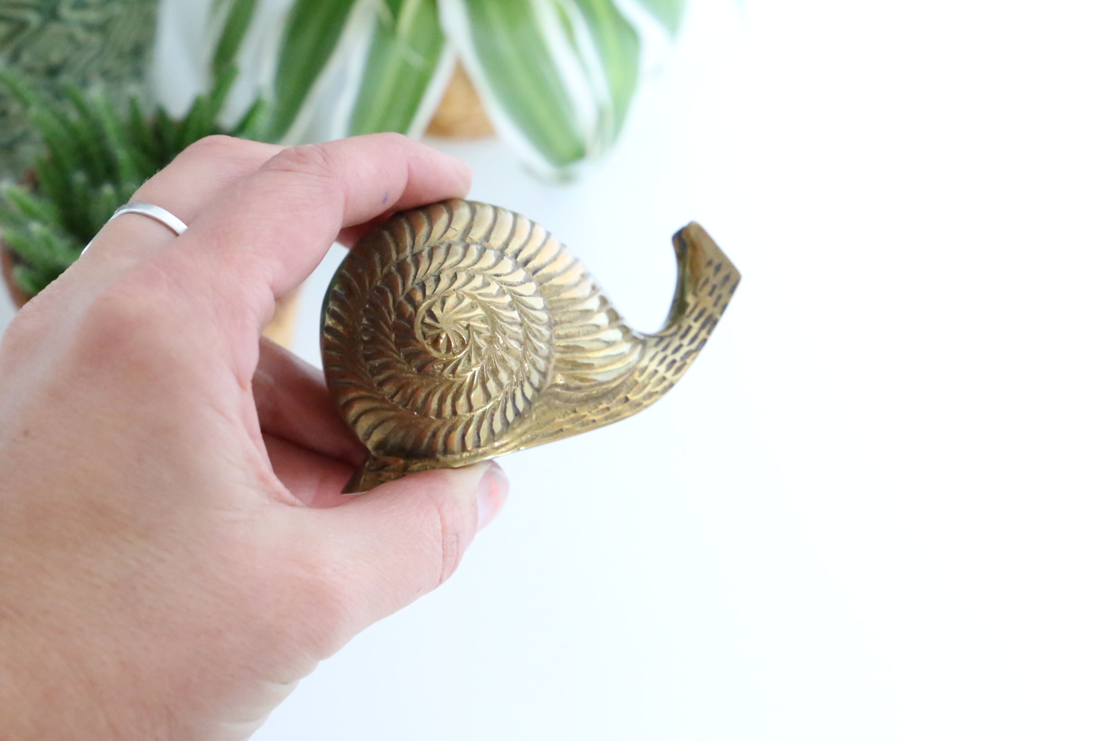 Vintage brass snail