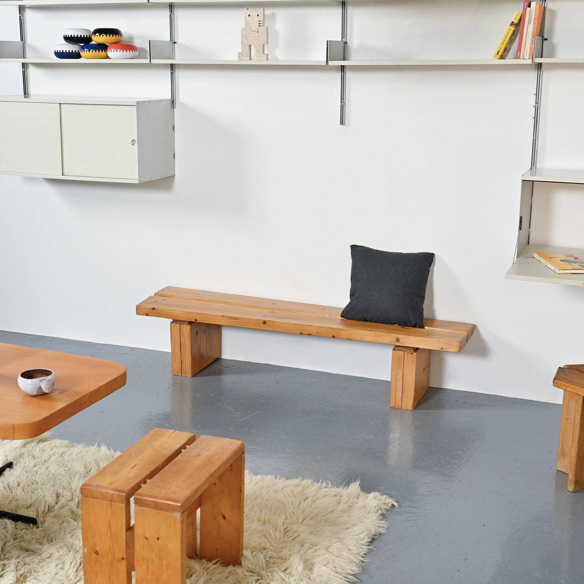 Pine bench from the La Rive residence, Arc 1600, France, circa 1970.