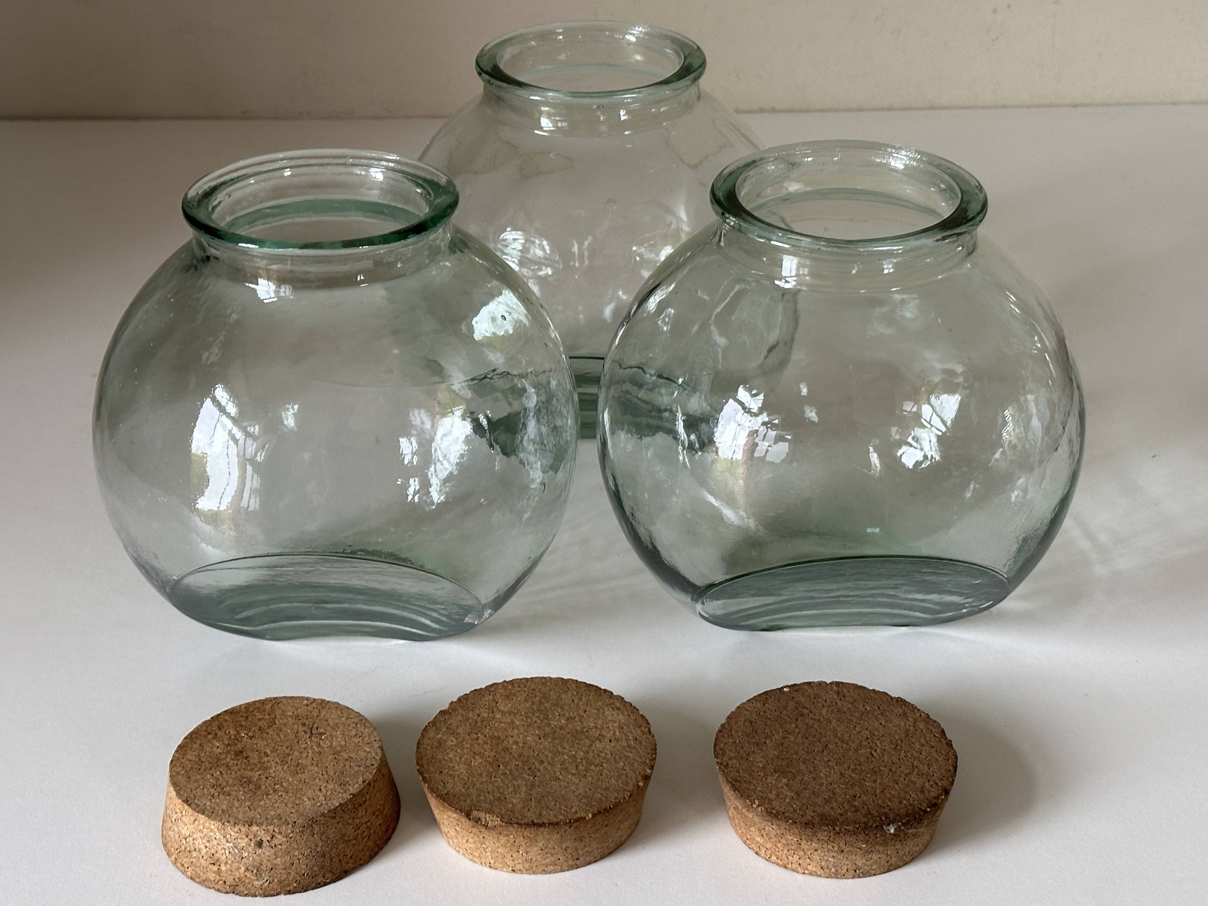 Set of 3 vintage glass candy jars from the 60s and 70s
