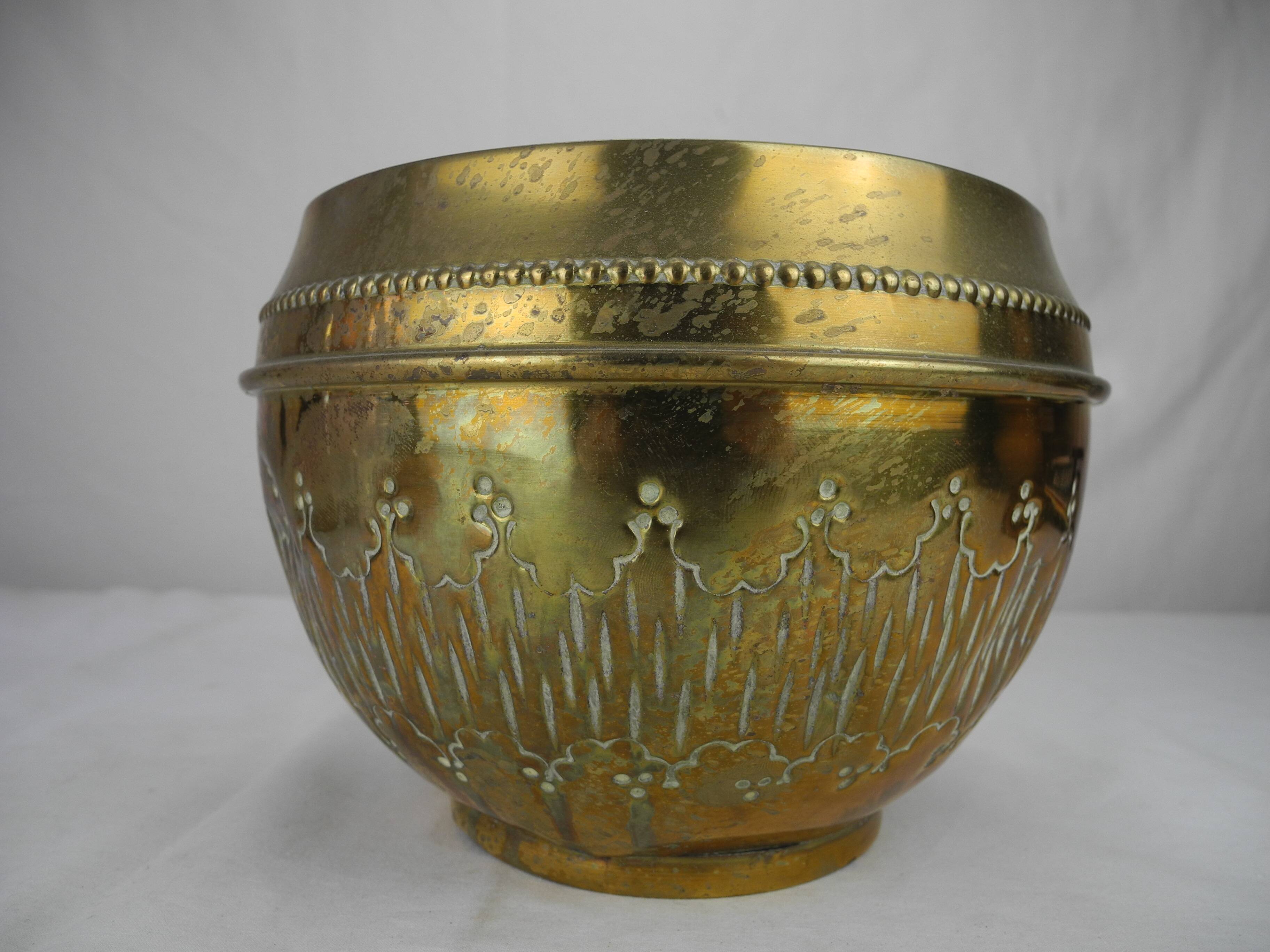 old gilded brass flower pot shabby chic old brass flowers pot