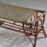 Vintage rattan coffee table, France 1960.
