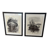 Original signed port view drawings