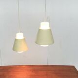 Glass and metal suspensions from the Mid-Century period, set of 2.