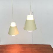 Glass and metal suspensions from the Mid-Century period, set of 2.