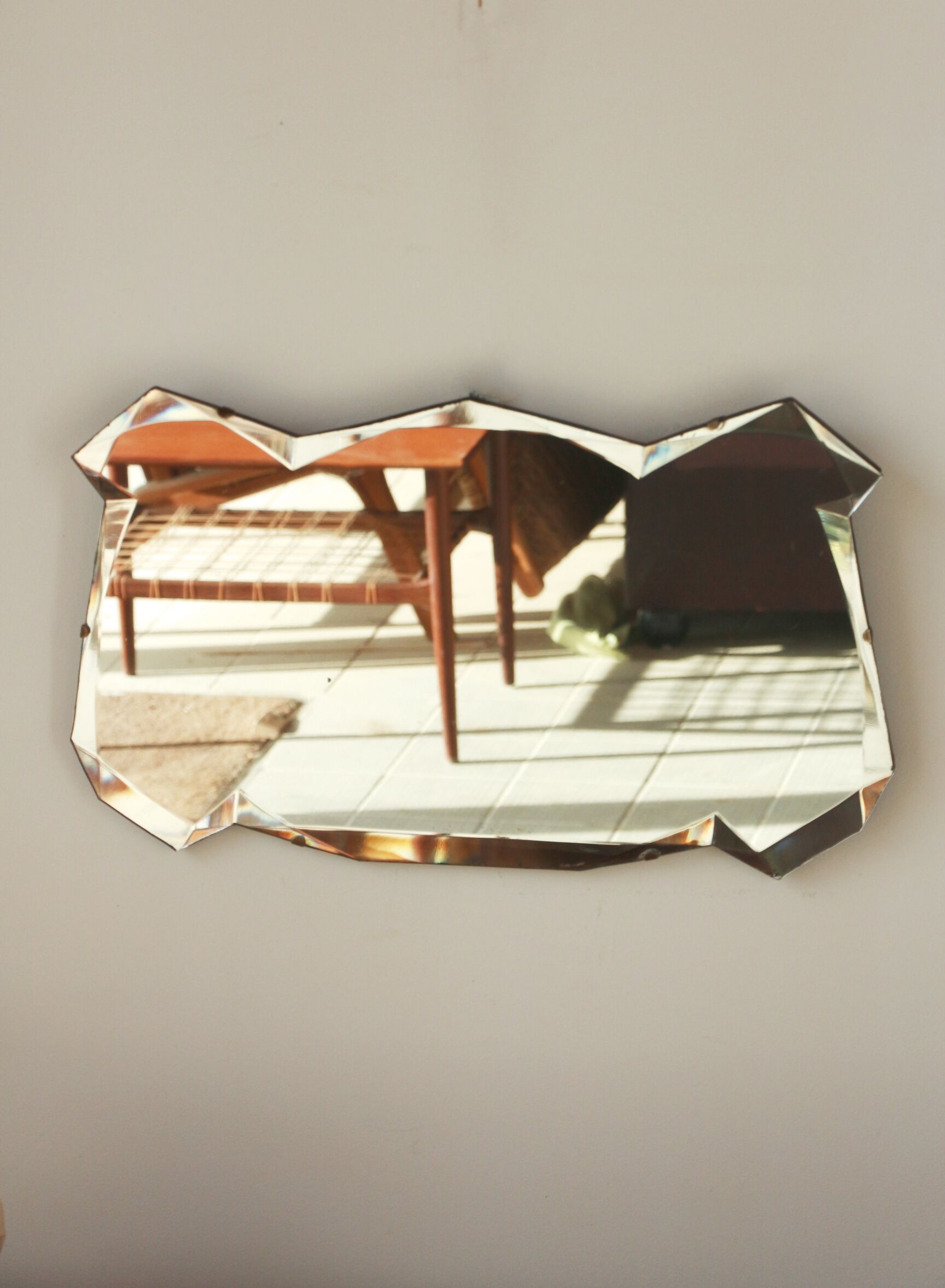 Beveled mirror - freeform - "batman", 67x39 cm