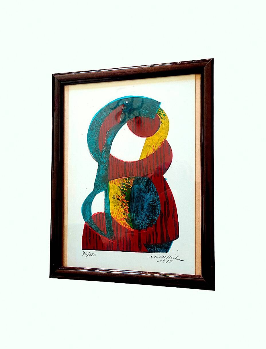 Painting by camille hirtz (1917-1987) – watercolor silkscreen print no. 40/120 – 1977