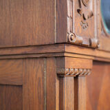 Bookcase carved wood 3 old doors, bookcase window beveled