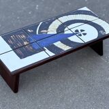 Vintage plant table small side table with rosewood tiles