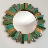 Ceramic sun mirror by François Lembo, 60s - 43cm