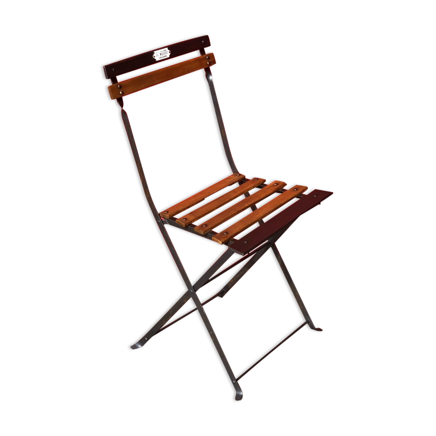 Antique folding chair "Quincaillerie Orléans"