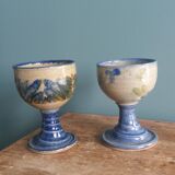 Signed and dated stoneware chalices