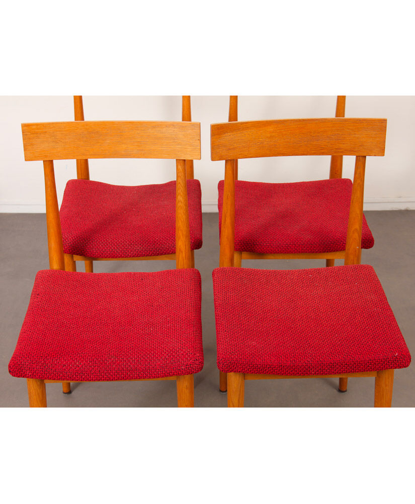 Suite 4 vintage wooden chairs, Czech made, 1960