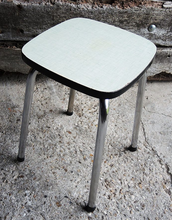 Old sky blue formica stool