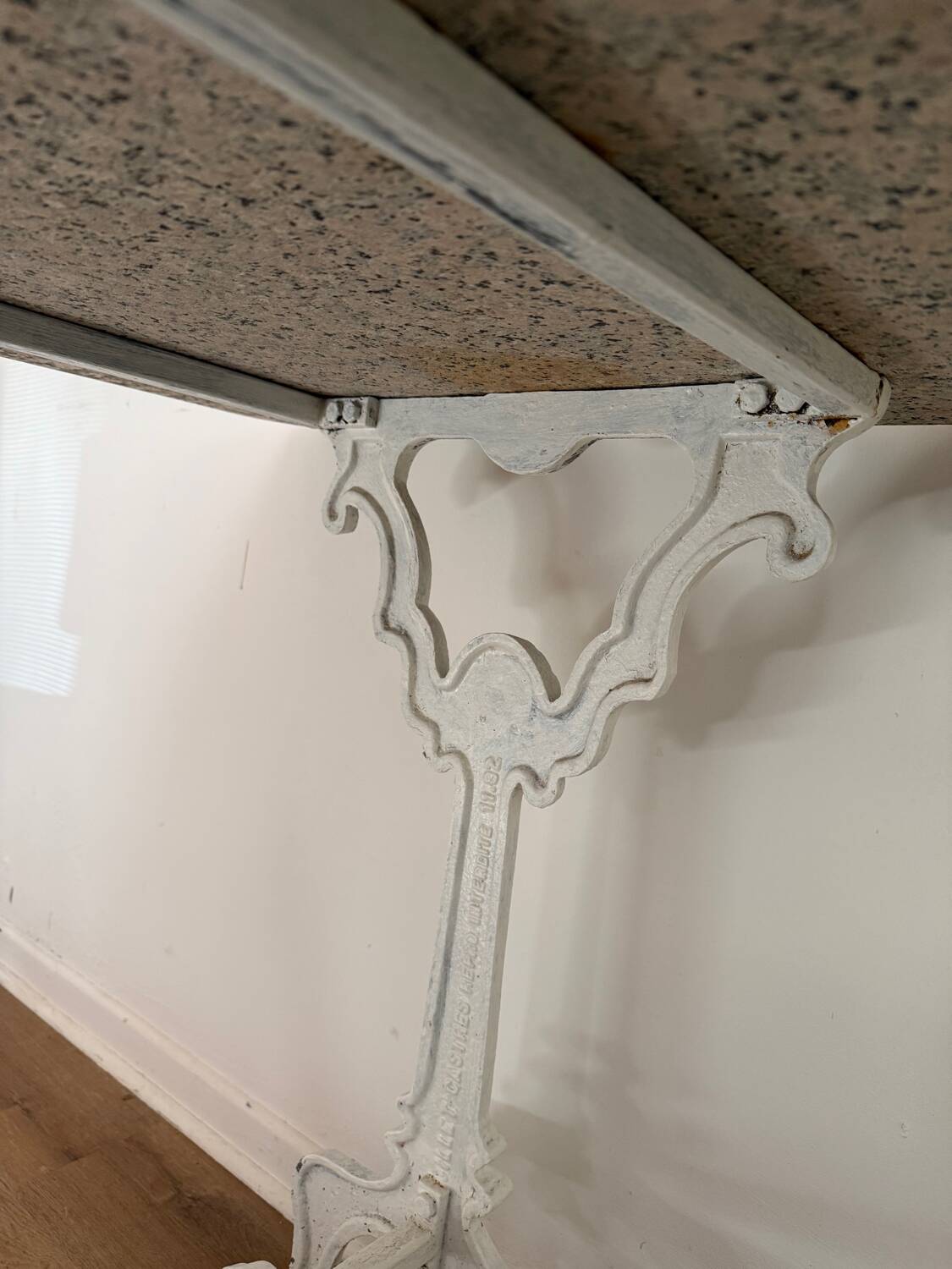 Marble and wrought iron table