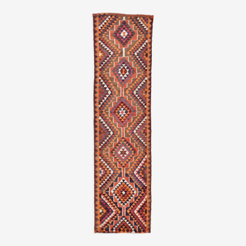 Bold multicolor kilim runner rug,92x395cm