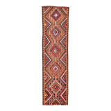 Bold multicolor kilim runner rug,92x395cm