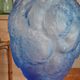 Pair of vases art deco glass blue pattern flower chrysanthemums