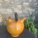 Gargoulette, Provençal jug in enamelled ceramic, vintage ochre color