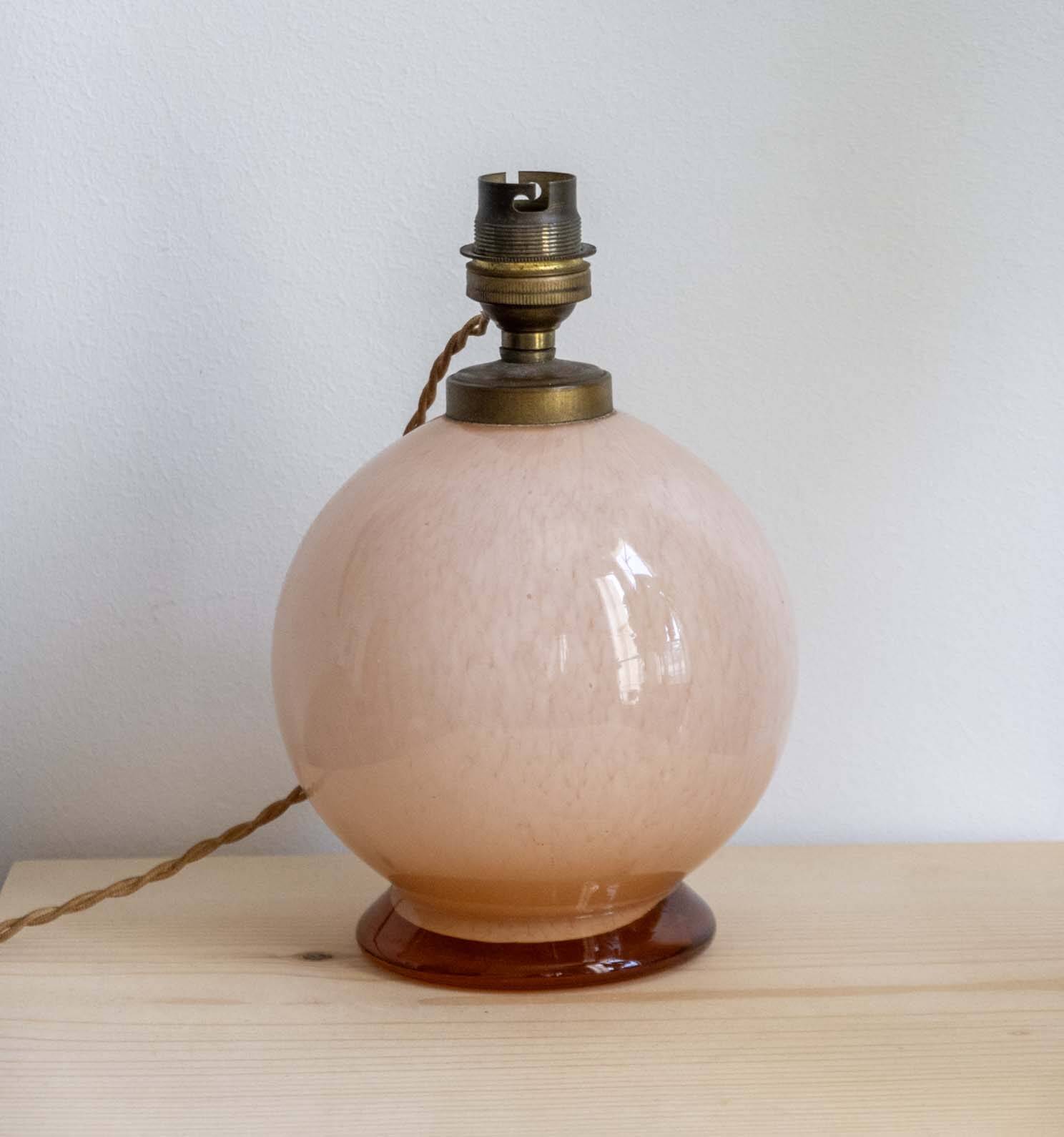 Art Deco pink opaline lamp