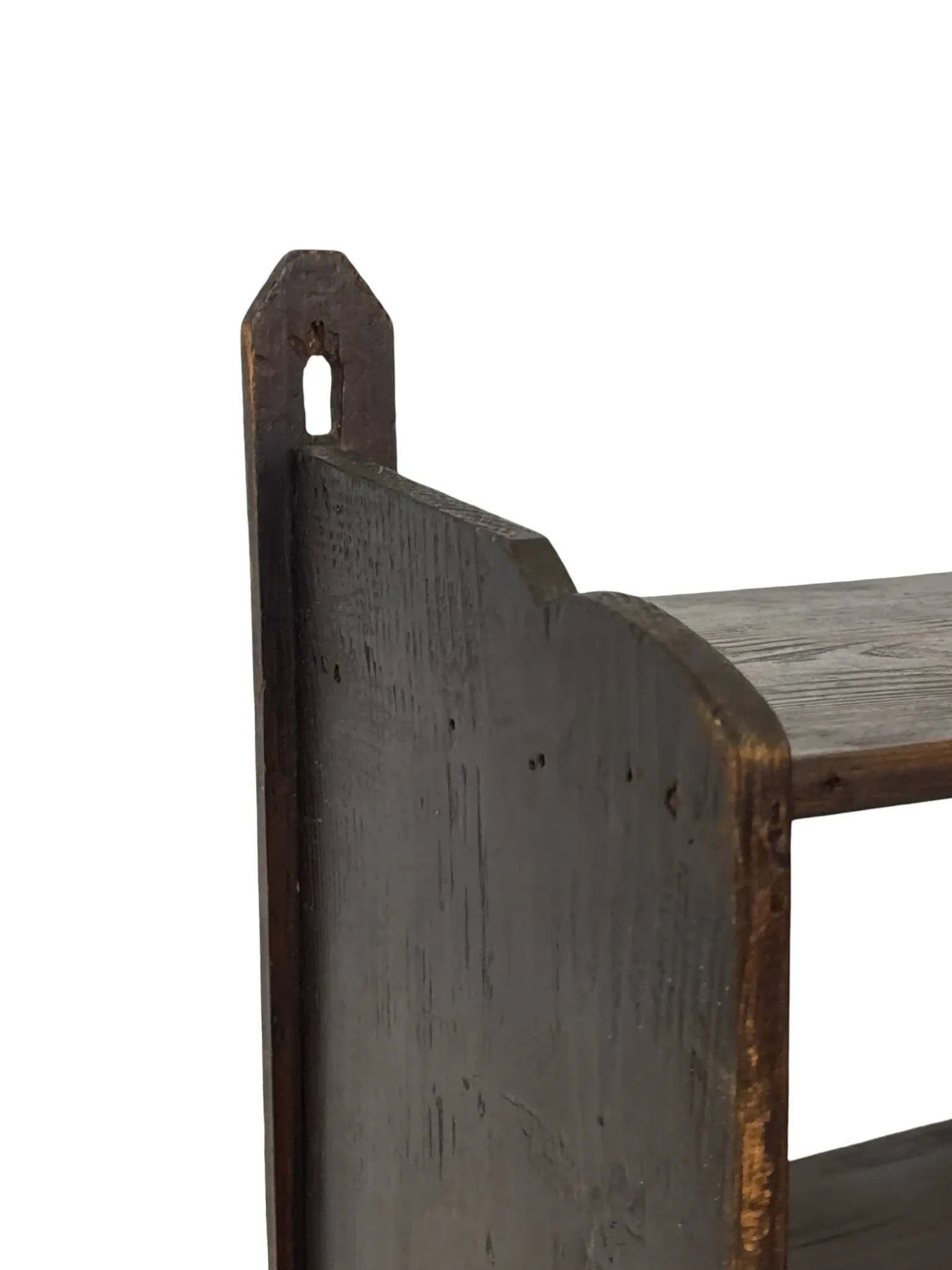 Vintage wooden wall shelve rack in oak brutalist minimalist design