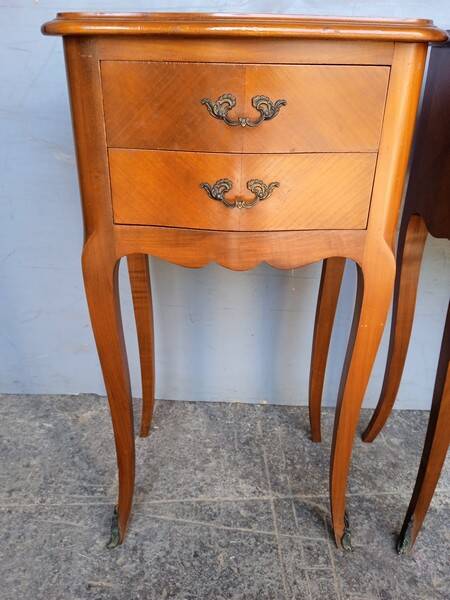 Pair of bedside cherry and bronze