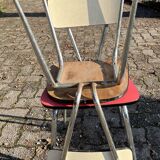 Red and cream Formica kitchen chairs