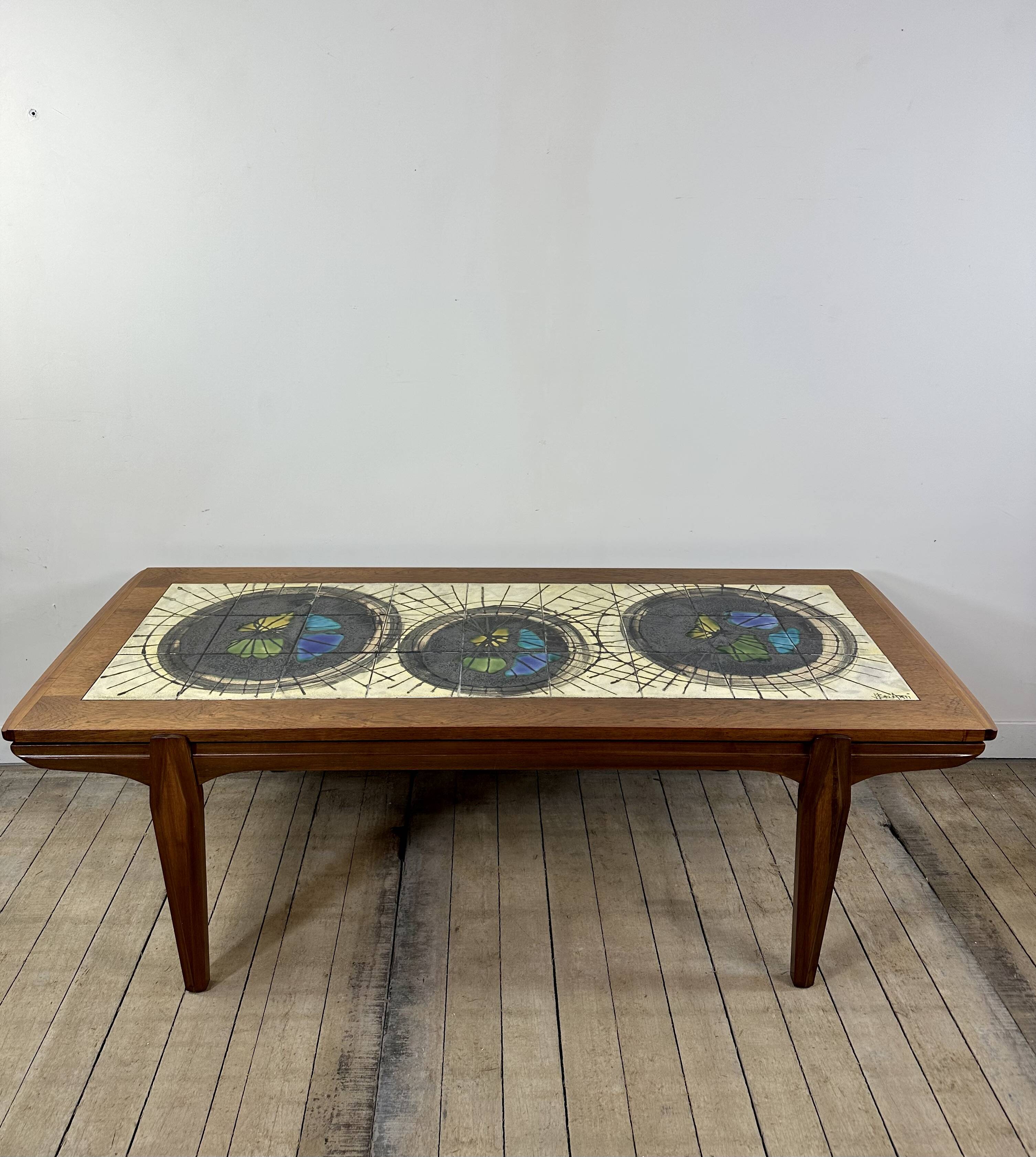 Teak coffee table with lava ceramic by j.belarti 1960