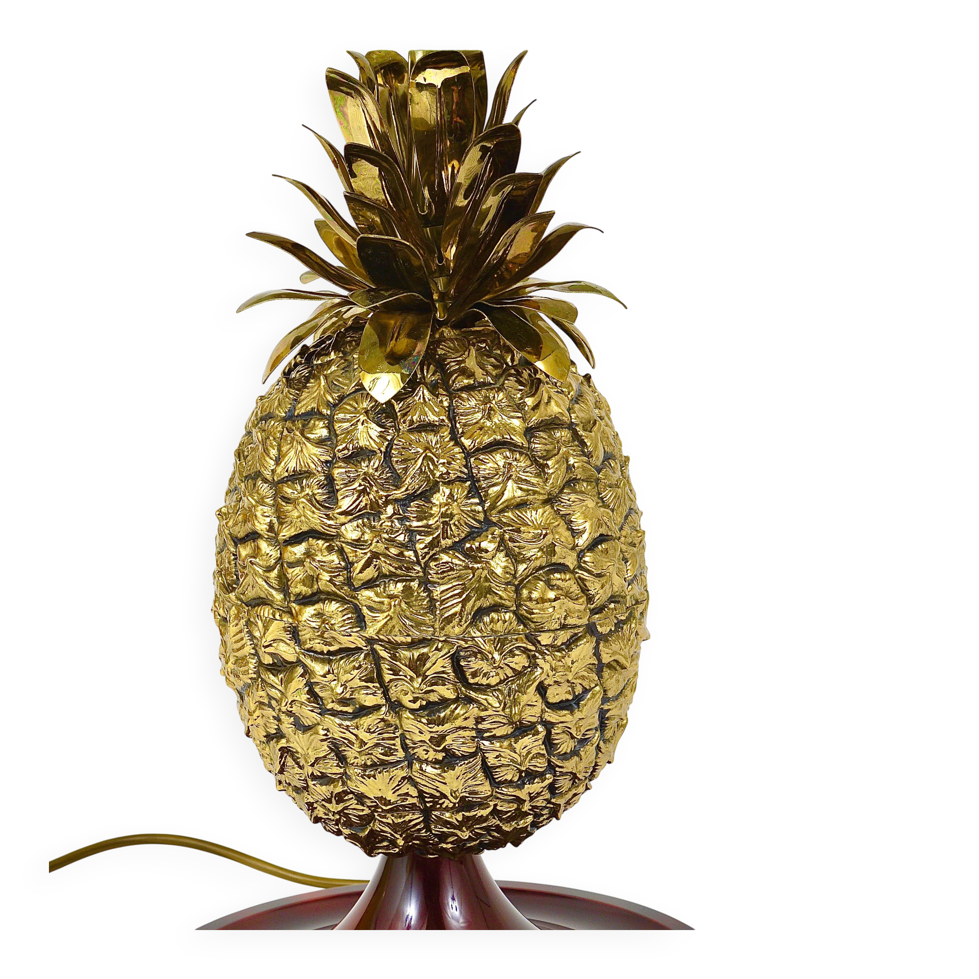 Hollywood Regency pineapple table lamp in brass by Mauro Manetti, Italy, 1970s.