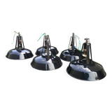 Lot of 5 black industrial lamps in good condition, 1970s *-