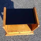 Vintage oak bedside table with splayed legs