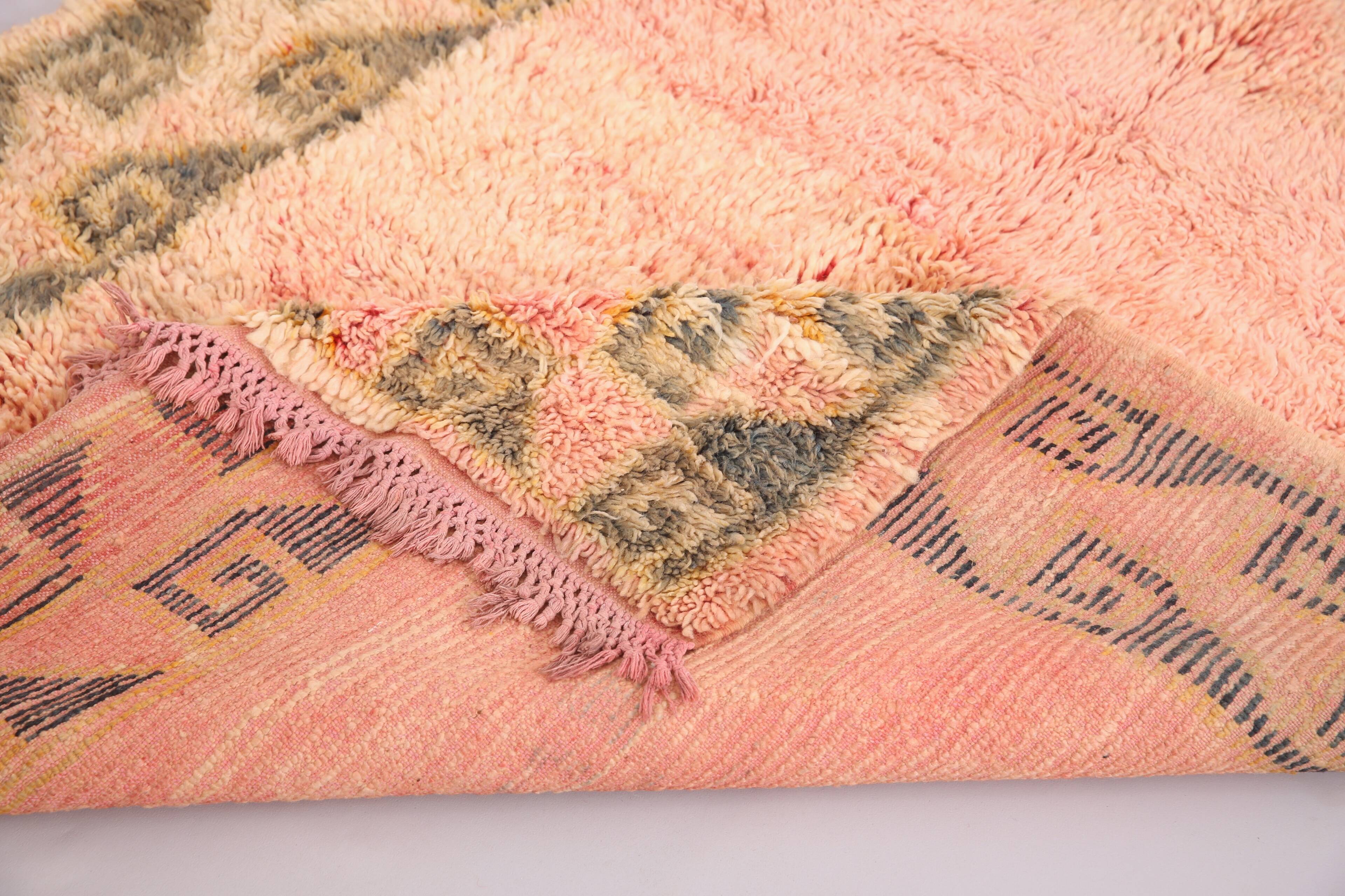 Vintage Moroccan Rug 157 x 274 cm - Peach Handmade Moroccan Rug - Wool Rug