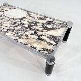 Postmodern coffee table in Calacatta Violetta marble, 1980