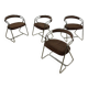 Set of 4 chrome tubular chairs Italian design from the 70s vintage fabric and metal