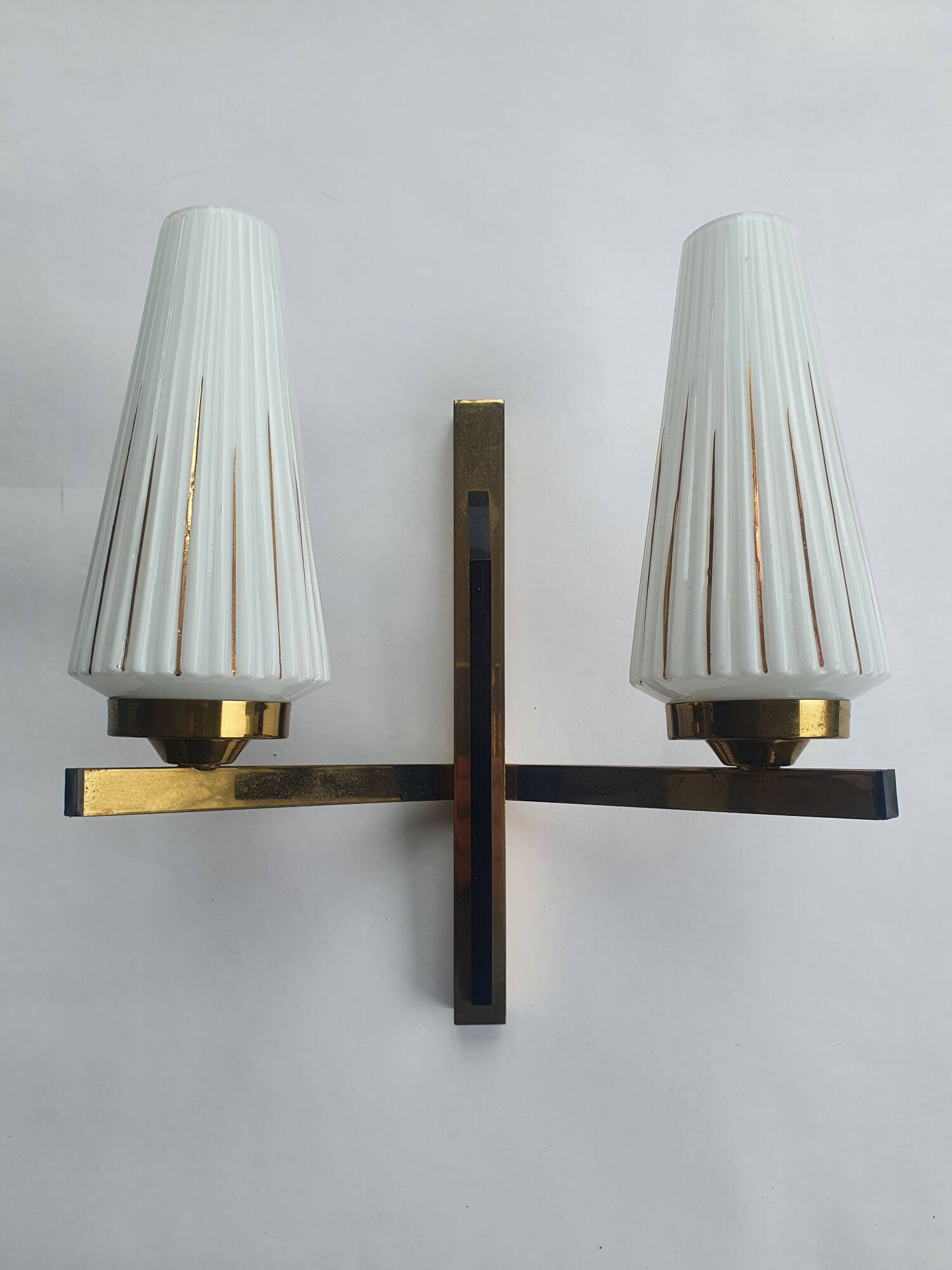 Antique gold two-light wall light