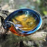 Amber & blue murano glass pocket empty and shell shape - 60s / 70s