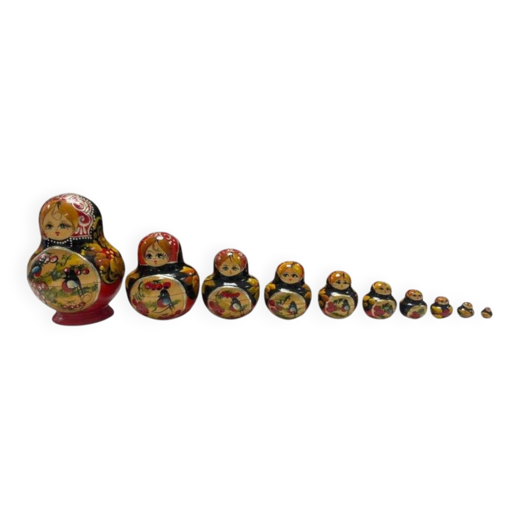 Lot De 15 Poupées Russes Gigognes En Bois, Peintes à La Main, 33 Cm
