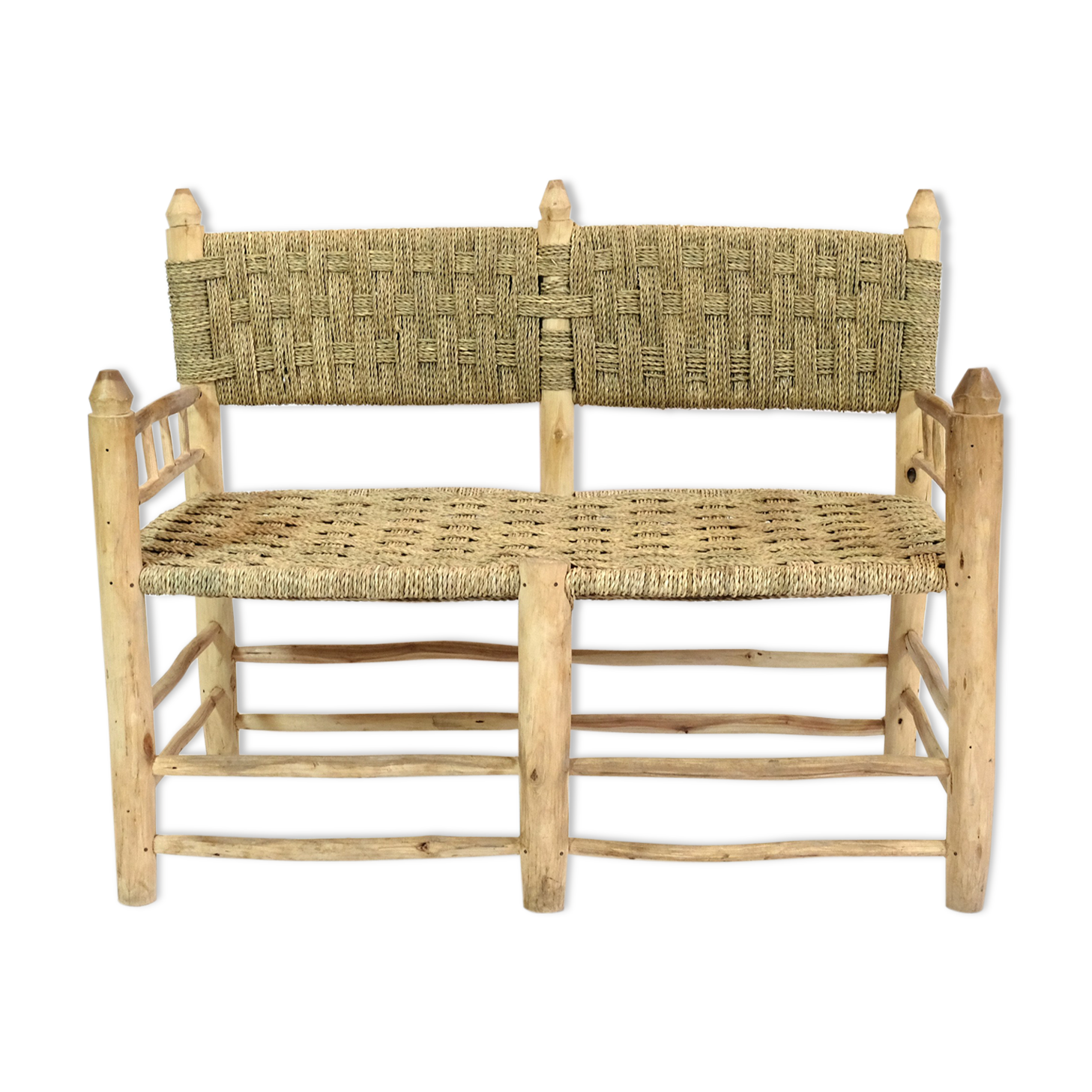 Moroccan bench in wood and rope