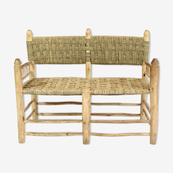 Moroccan bench in wood and rope