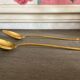 Two jam spoons in gilded metal