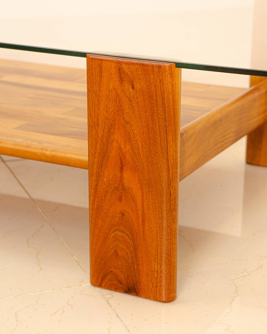 "Sapporo" walnut coffee table by Mario Marenco for Mobil Girgi 70's