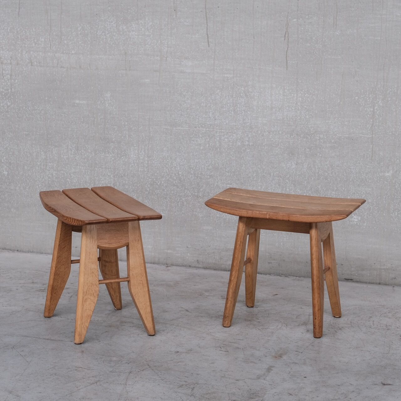 Guillerme et chambron oak french mid-century stool