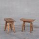 Guillerme et chambron oak french mid-century stool