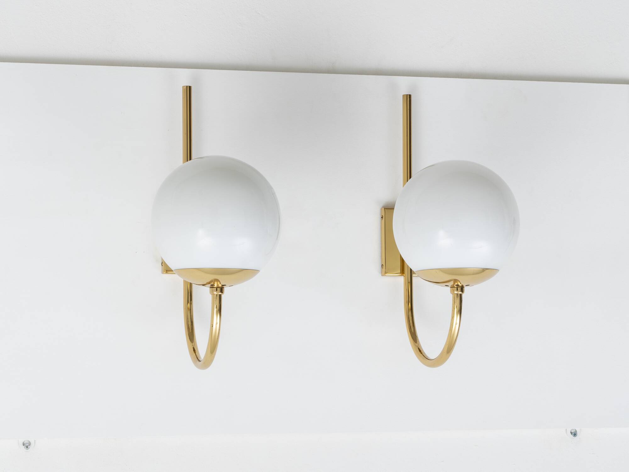 Pair of mod. "b458" brass wall lamps by Candle, 1970s